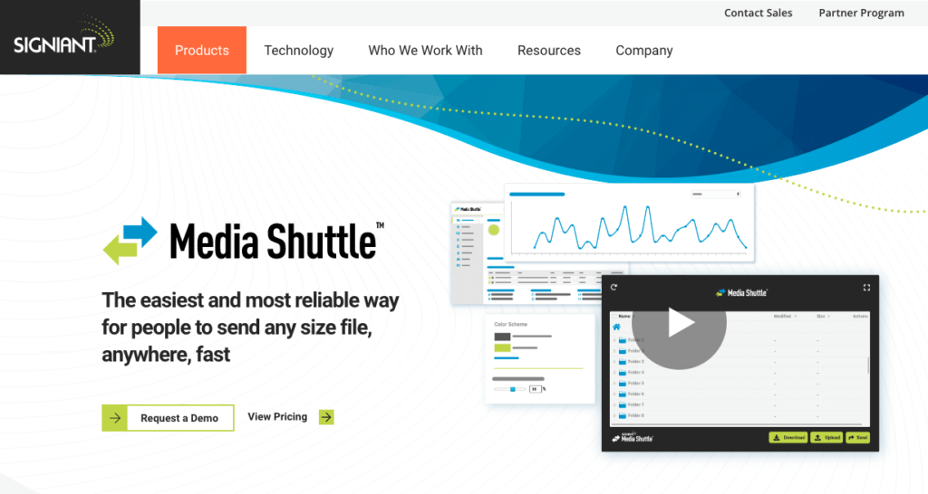 Signiant Media Shuttle homepage: The easiest and most reliable way for people to send any size file, anywhere, fast