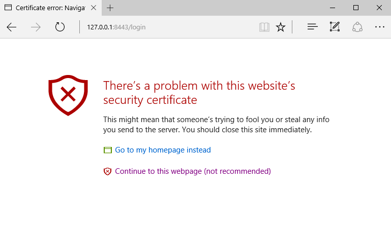 There's a problem with this website's security certificate. 