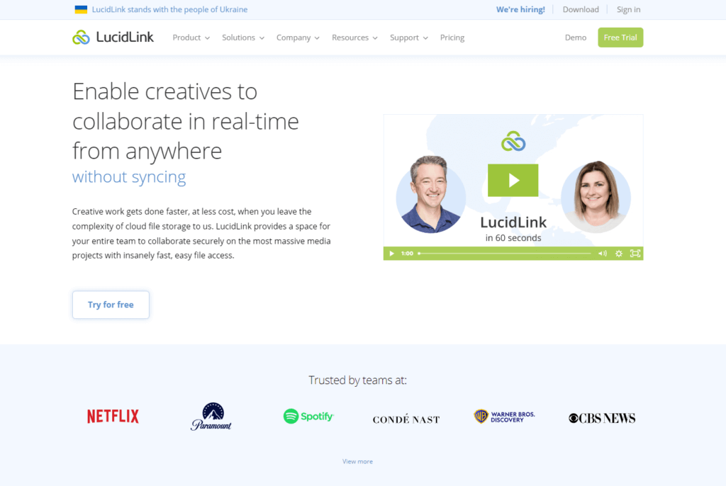 LucidLink homepage: Enable creatives to collaborate in real-time from anywhere without syncing. 