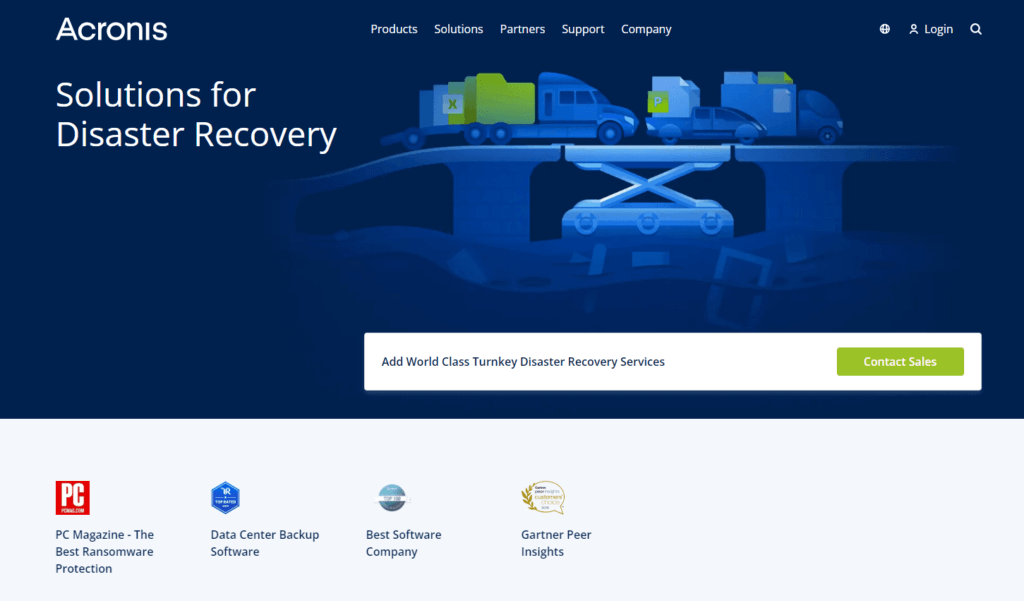 Acronis homepage: Solutions for Disaster Recovery