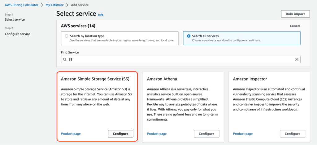 Amazon Simple Storage Service (S3) > “Configure