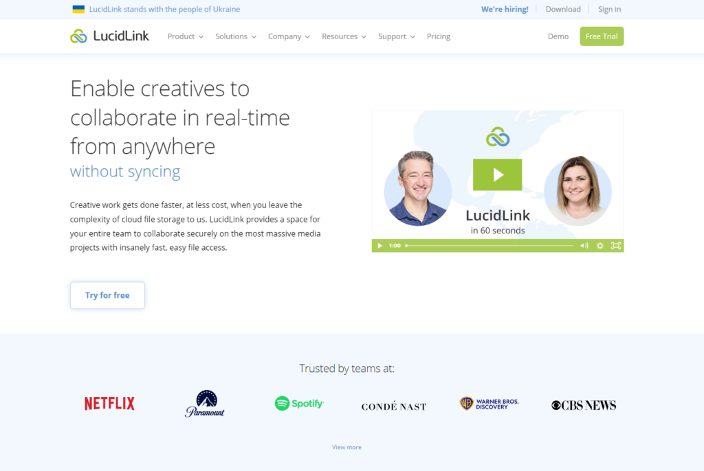 LucidLink homepage: Enable creatives to collaborate in real-time from anywhere