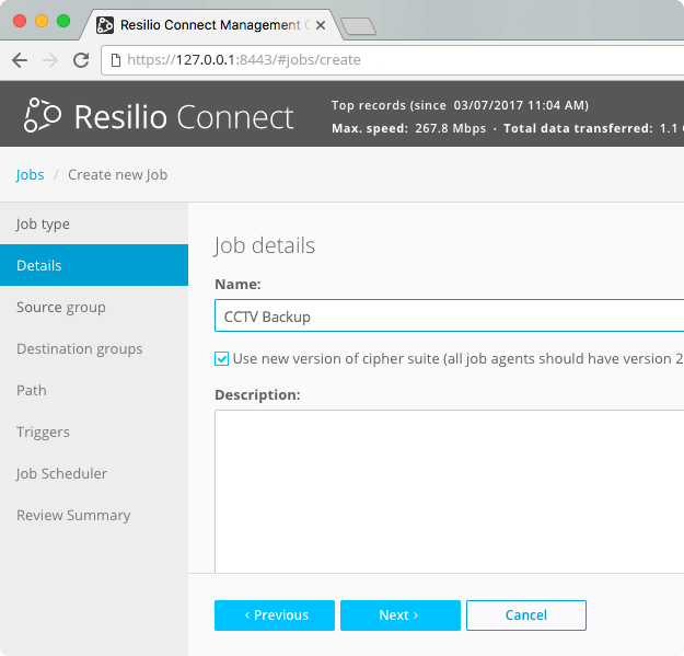 Resilio Connect: Jobs - Create New Job (Job Details)