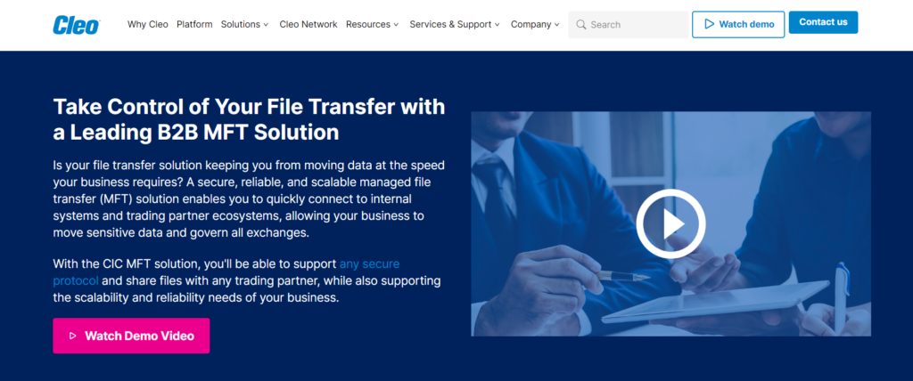 Cleo MFT homepage: Take Control of Your File Transfer with a Leading B2B MFT Solution